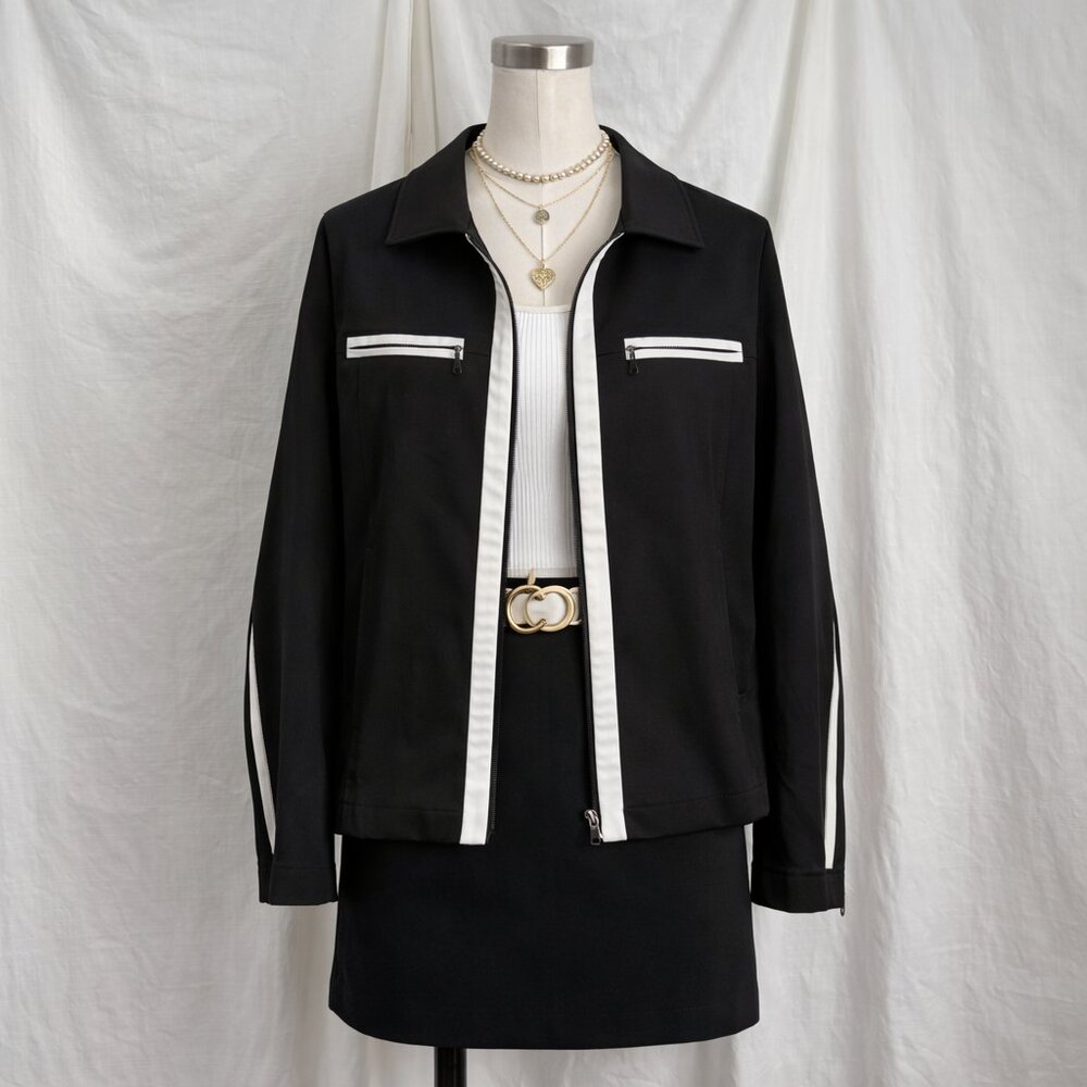 Y2K Black & White Bomber Jacket XL